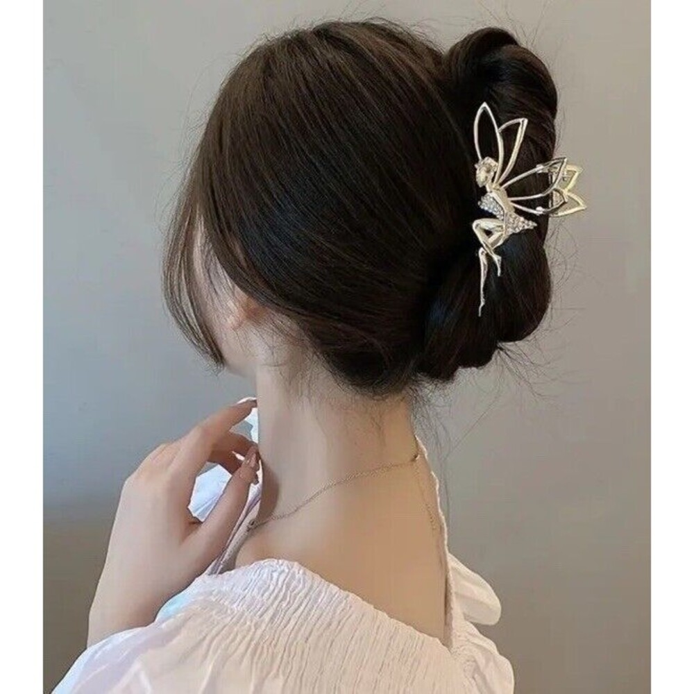 Fairy Design Hair Claw Rhinestone Decor Elegant Hairgrip Non Slip Hair Accessory